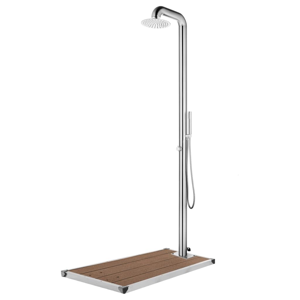 Accesorios de piscina y spa: ducha de jardín de acero inoxidable de 230 cm con base marrón para piscina al aire libre para relajación y refrescos