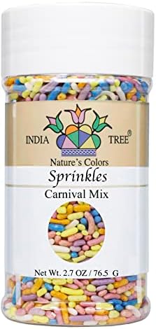 India Tree Nature's Colors, Carnival Mix, Sugar Sprinkles for Baking and Decorating, Small, 2.7 Oz Jar (Pack of 1)