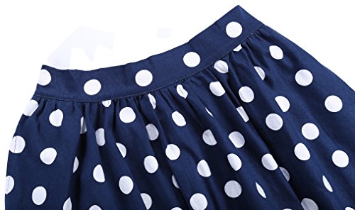 Bi.tencon Women's High Waisted Blue White Polka Dot A-Line Vintage Midi Skirt With Pockets 2Xl #TOP2