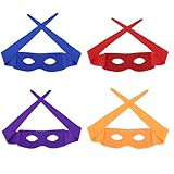 Lezevn 4pcs Ninja Style Face Mask Multicolor Adjustable Half Masks Superhero Cosplay Party Dress up Accessories