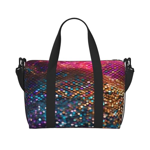 Gradient Sequin Sparkle Print Hand Travel Bag,Gym Bag,Weekend Travel Overnight Bag,Tote Bag Sports Bag For Women Men