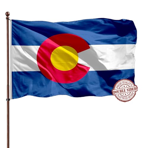 Colarado Colorado State Flag 3x5 Outdoor Double Sided- 3Ply 240D 4 Rows Stitched- 3x5 Large Colorado Flag Wall- UV Fade Resistant With Canvas Header & 2 Brass Grommets