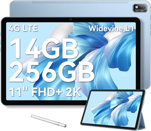 Blackview Tab16 Tablet 11 Pulgadas, 14(8+6)GB RAM + 256GB ROM(1TB TF) 2K FHD Pantalla - Para Android 12, 4G LTE & 5G WiFi, 7680mAh, Widevine L1, 4 Altavoces/8MP+13MP/Face ID/GPS/OTG/