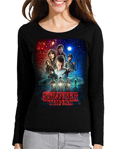 Camiseta Manga Larga de Mujer Stranger Things Once Series Retro 80 Eleven Will 001 S