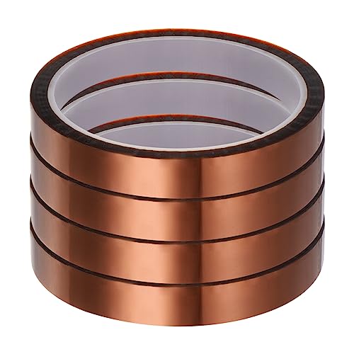 Image of HARFINGTON 4 Rolls Heat Tape High Temperature Heat Resistant Tape 12mmx33m(108ft) Sublimation Thermal Heat Transfer Tape for Sublimation Press No Residue, Yellow