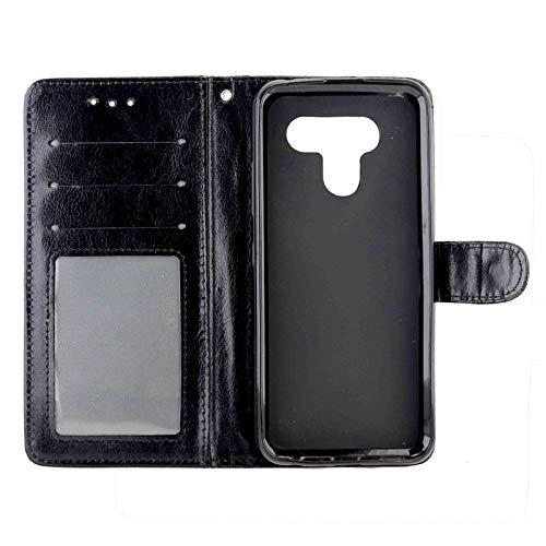 JSLY – Capa de couro para LG Q60 / K50 sem dobradiças com textura de cavalo horizontal com suporte e