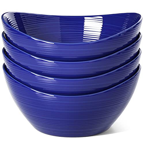 LE TAUCI Lot de 4 saladiers en céramique pour pâtes, céréales, pop-corn, collation - Bleu Cover