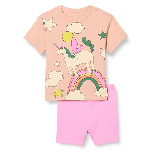 Image of Amazon Essentials Girls and Toddlers' Short Sleeve T-Shirt and Bike Short Set, Pack of 2