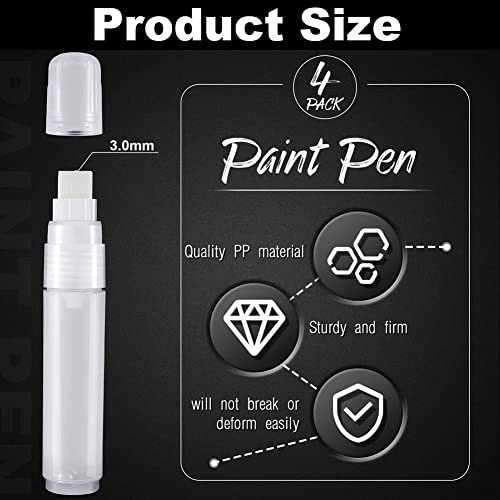 Myqqhbs Lot de 4 Stylos à Peinture 15 Mm Vide Acrylique Marqueur Permanent Clair Blanc Marqueur Stylo Pointe Fine Vide Marqueurs Rechargeables – vue 2