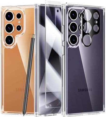FNTCASE Etui do Samsung S24 Ultra: Etui Galaxy S24 Ultra odporne na żółknięcie - wytrzymałe, trwałe, odporne na wstrząsy etui chroniące przed upadkiem, z ekranem i osłoną aparatu, przezroczyste