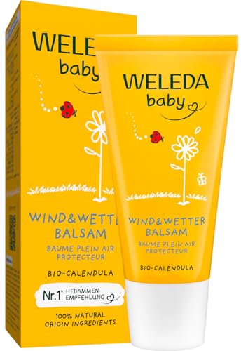 WELEDA Bio Baby Calendula Wind & Wetter Balsam - Naturkosmetik Gesichtscreme & Handcreme mit Mandelöl & Sesamöl zum Schutz empfindlicher & trockener Baby Haut vor rauer Witterung & Kälte (1x 30 ml)
