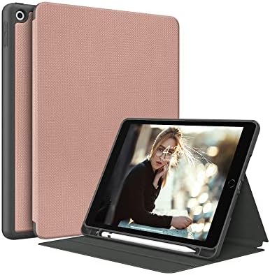 Supveco iPad 9th Generation Case with Pencil Holder 2021, Premium Shockproof Stand Folio Case Smart iPad 10.2 Inch Cover, for iPad 8th Generation 2020/iPad 7th Generation 2019(Rose Gold)