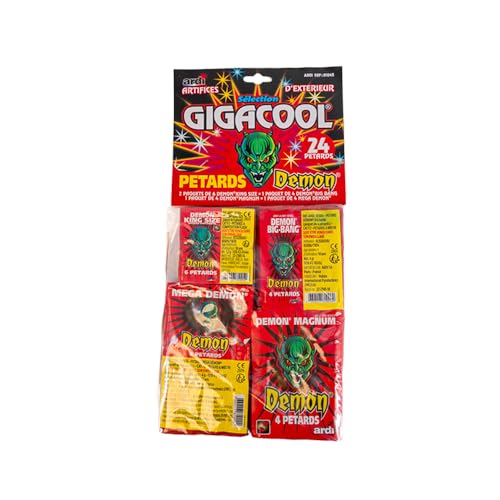 SPARKLERS CLUB SÉLECTION DE PÉTARDS DÉMON GIGA Cool (24 Gros PÉTARDS), Idéal pour Vos évènements Entre Amis, Effet et Ambiance Festive Garantie - Catégorie F1