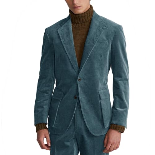 Suit for Men New Corduroy British-Style Suits Two Piece Blazer+Pants Business Casual Suit Groomsmen