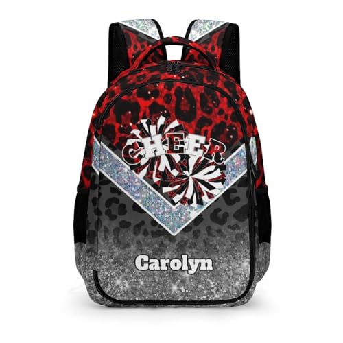 Cheer Backpacks Cheerleading Bags 16.5 in for Cheerleader Team Coach Gifts (Red Leopard)