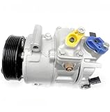 compresor aer vw golf 4 Material: Este compresor de aire acondicionado automotriz está fabricado con metal de alta resistencia, lo que ofrece resistencia a la corrosión y conductividad térmica, mejorando así la eficiencia de combustible y la vida útil.
