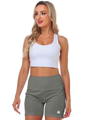 Image of AOBUTE Womens High Waist Swim Board Shorts with Pockets Quick Dry Bike Shorts
