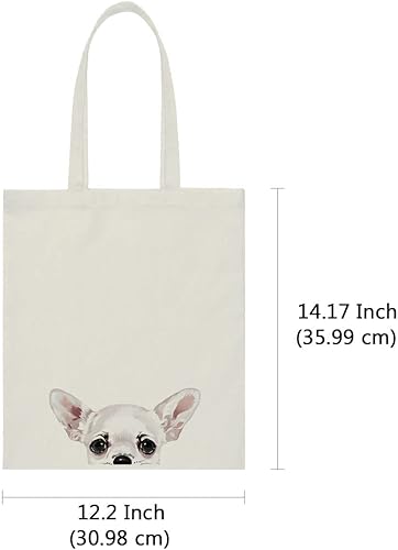 Vista 171 de WIRESTER Bolsa de lona para mujeres y niñas, bolsa de playa, comestibles y viajes, lindo perro