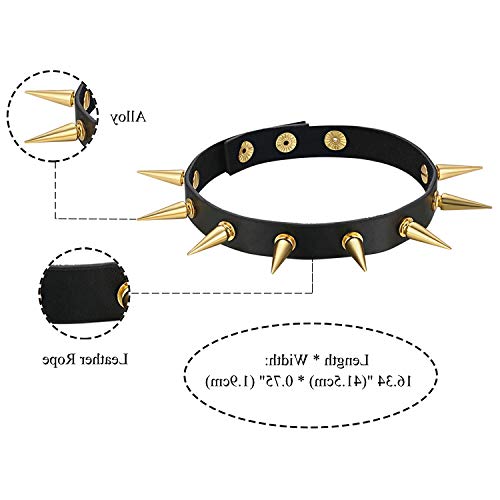 Cupimatch Gothic Rivets Adjustable 3 Button Leather Necklace Choker Punk Rock Alloy Stud Spike Collar Belt for Women Men4