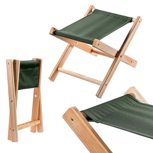 KADAX Klapphocker, 40x31x31cm Hocker aus Holz, Klappstuhl bis 100kg Trag-Last, Faltstuhl für Garten, Balkon, Terrasse und Camping, Sitzhocker (Grün)