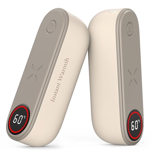 Calentador de Manos, Temperatura 45 60℃, Recargable 4000mAH*2 Calienta Manos, 3 Niveles de Calor, Magnético 2 en 1, Portátil Calentador Manos para Golf, Raynauds, Camping, Navidad Regalos Blanco