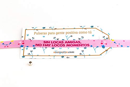 Pulseras de tela con frases molonas: LOCAS AMIGAS | Regalo original