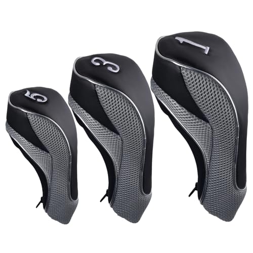 Andux housse tête golf bois fermeture éclair ensemble 3 pièces
