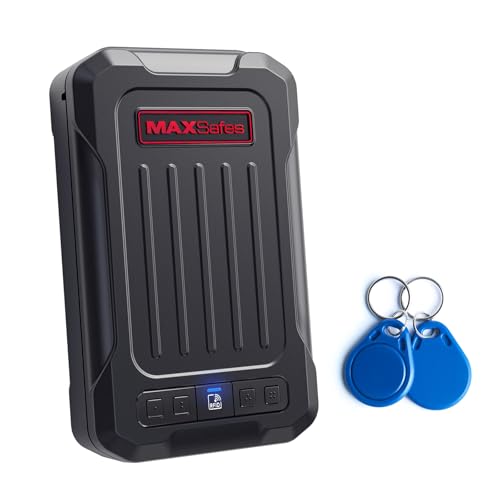 MAXSAFES RFID Gun Safes for Pistols Portable Gun Safe with Built-in LED Type-C Port Car Gun Safe for Handgun with Keypad Pistol Safe for Truck Travel Nightstand Drawer