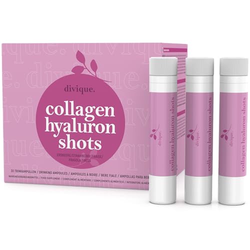 Divique Ampollas de Colágeno con Ácido Hialurónico (30 uds) – 4.000 mg de colágeno + 100 mg de ácido hialurónico – con vitamina C, biotina, zinc, cobre y selenio – endulzadas con miel y stevia – sabor