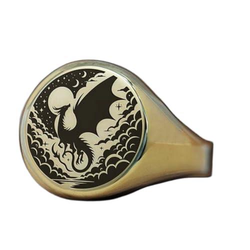 Bague dragon ronde anti-allergie chevalière argent sterling 925 rétro