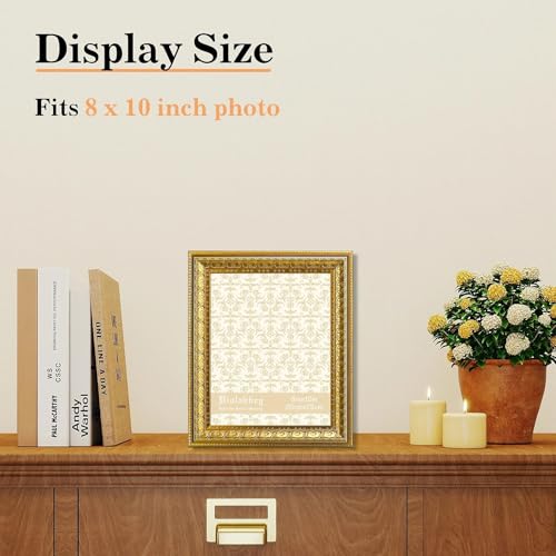 Image of VIOLABBEY 8x10 Picture Frame Gold, Vintage Photo Frame | Antique Ornate Frame, Wall or Tabletop Display, Classic Design for Home Office Decor, Fits 8x10 Pictures