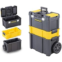 Maletas Para Ferramentas STANLEY STST1-80151 Taller Móvil para Herramientas 3 en 1 con Cierres Metálicos con Capacidad 20 kg, Color Negro/Amarillo