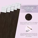 Fshine Echthaar Extensions Tape Dunkelbraun 45cm 50g Tape in Extensions - 3