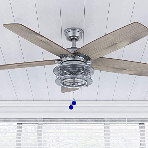 Image of 2Pack Glass Ceiling Fan Pull Chain, 12 Inches Decorative Fan String Pulls Pendant Extension, 3mm Beaded Fan Lamp Chains Extender Ornament with Connector (Blue)