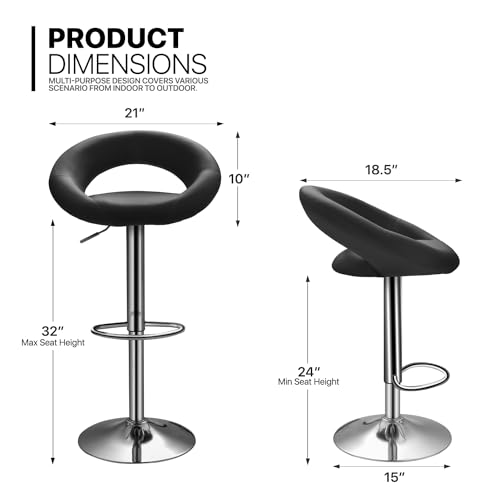 Butacos Modernos de Cuero Sintético con Espalda Hueca y Reposabrazos para Salas de Entretenimiento y Cafés, Negro, Set de 2 miniatura 3