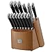 Chicago Cutlery Fusion 17 Piece Kitchen Knife Set with Wooden Storage Block, Cushion-Grip Handles with Stainless Steel Blades that Resists Stains, Rust, and Pitting