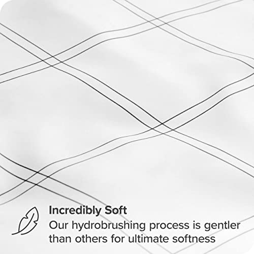 Bare Home Queen Sheet Set - Luxury 1800 Ultra-Soft Microfiber Queen Bed Sheets - Double Brushed - Deep Pockets - Easy Fit - 4 Piece Set - Bed Sheets (Queen, Modern Plaid - White/Grey) #TOP1