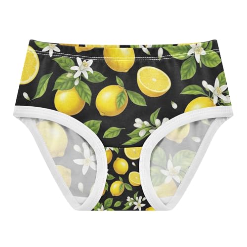 Yellow Lemons Black Girls' Underwear, Toddler Briefs, Girls Cotton Underwear, 2–8 Years