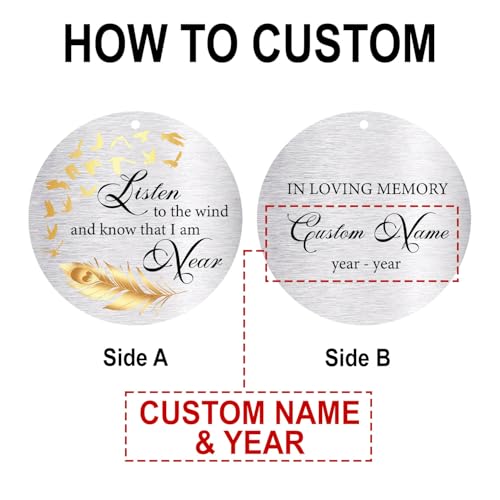 Image of Personalized 30 inch Memorial Wind Chimes for Outside, Bereavement Gift in Remembrance of a Loved One, Sympathy Gift for Loss of Mother Father Husband, Garden Patio Decor