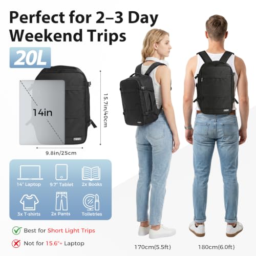Mochila para portátil de viaje Fmeida 20L Negra miniatura 2