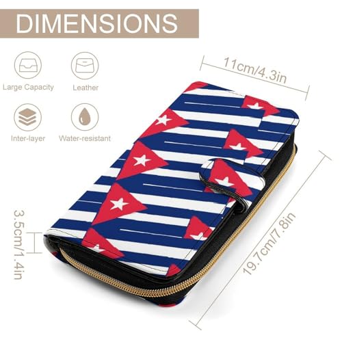 Cuba Flag Or Banner Fashion Women's Wallet RFID Blocking Bifold Clutch Purse Compact Card Holder 19.7x11x3.5cm2