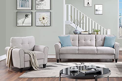 Tfjs Simple Elegant Living Room Sofa Set Linen Upholstered Couch Furniture For Home Or Office (1+3 Seat) Comfortable (Color : Light Grey+1+3) #TOP1