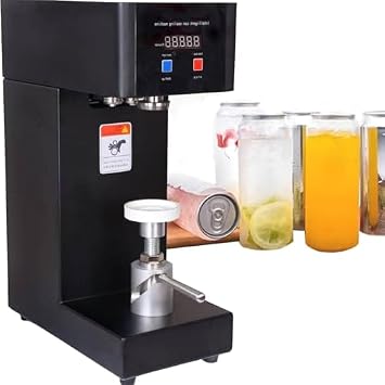 Automatic Can Sealer Machine, 180W Electric Drink Sealing Machine with Counter LCD Display, Glass Plastic Tin Can Cup Sealing for Commercial Use