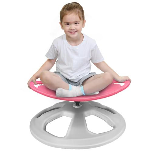 Image of Zhenx Spinning Chair for Autistic Kids with Handles - 220lbs Capacity Sensory Swivel Seat - Sensory Toy for Teens with ADHD /Autism - Sit & Spin Calming Gift to Improve Focus & Body Balance (Pink)