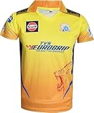 KNK Chennai Super Kings Cricket Match Jersey IPL 2023 with DHONI 7 (US, Numeric, 48, Regular, Regular, Half Sleeve)