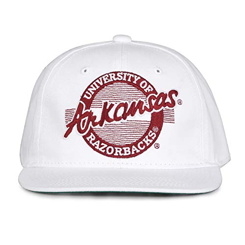 NCAA Arkansas Razorbacks Unisex Retro Classic Circle Design, White, Adjustable