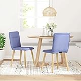 SKTQYQO 2 sillas de comedor azul vaquero de tela con estructura de metal y madera, asiento suave espuma densa para comodidad y estabilidad, ideal para comedor y salón, diseño