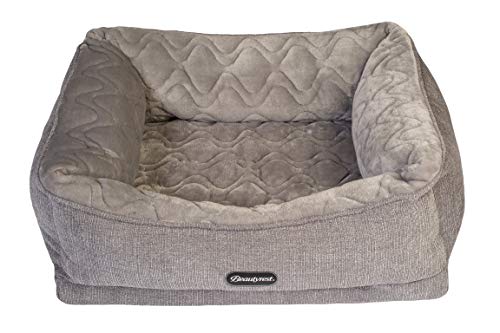 Beautyrest Ultra Plush Quilted Cuddler Dog Bed (Medium, Light Gray)