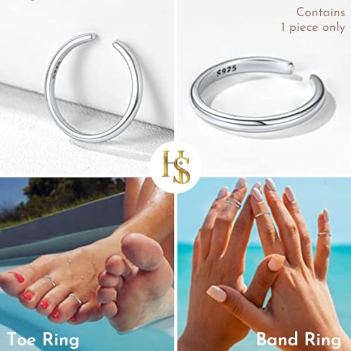 Image of HighSpark Silver Toe Ring /Band Ring for Women | 92.5 Sterling Silver Adjustable Toe Rings | 1 Piece Only | Minimal & Elegant Designs