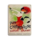 Pur Champagne Damery Epernay Retro-Poster, Metall-Blechschild, schicke Kunst, Retro, Eisenmalerei, Bar, Menschen, Höhle, Café, Familie, Garage, Poster, Wanddekoration, 30 x 40 cm